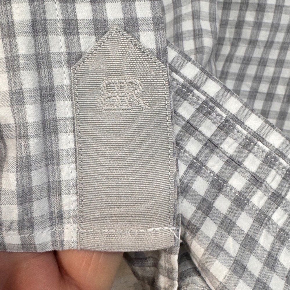 Banana Republic Dress Shirt Mens M Grey Gingham Leggiuno Italian Fabric Tailored - Picture 9 of 10